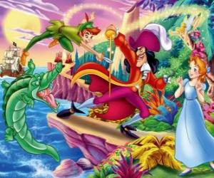 Puzzle de Peter Pan luchando con el Capitán Garfio