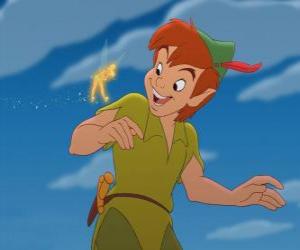 Puzzle de Peter Pan y Campanilla hablando entre las nubes