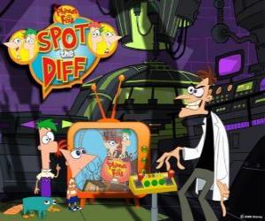 Puzzle de Phineas y Ferb con su mascota Perry en el laboratorio del Dr. Heinz Doofenshmirtz