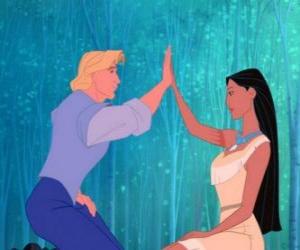 Puzzle de Pocahontas conoce al capitán inglés John Smith