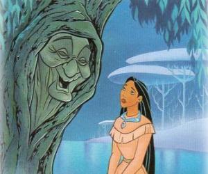 Puzzle de Pocahontas hablando con el viejo sauce, la Abuela Sauce