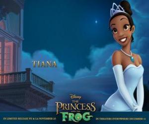 Puzzle de Princesa Tiana, una joven camarera de 19 años que sueña con ser dueña de su propio restaurante, Al final, ella se casa con Naveen y abre su restaurante.