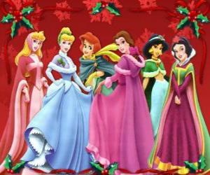 Puzzle de Princesas Disney con decoración navideña