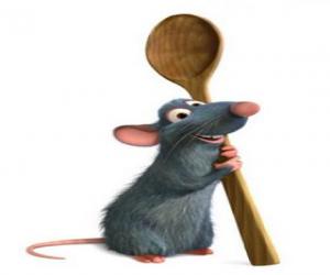 Puzzle de Rémy, la rata cocinera que aspira a ser chef con una cuchara de cocina