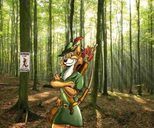 Puzzle de Robin Hood, un forajido que habita en el bosque de Sherwood, robando a los ricos para dar a los pobres de Nottingham