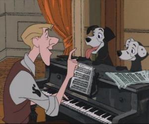 Puzzle de Roger, compone una nueva canción para celebrar el retorno a casa de Pongo y Perdita, junto a 99 cachorros dálmatas