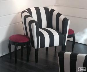 Puzzle de Sillón o butaca, asiento de una plaza con respaldo y brazos