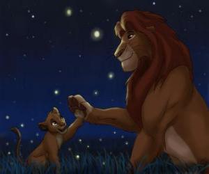 Puzzle de Simba con su padre Mufasa, el Rey León