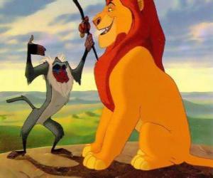 Puzzle de Simba y Rafiki, el mandril consejero 