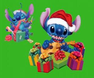 Puzzle de Stitch en Navidad con unos regalos
