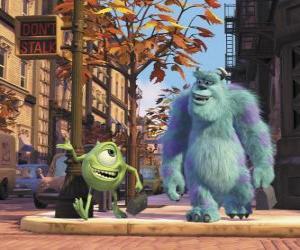 Puzzle de Sulley y Mike paseando por la calle