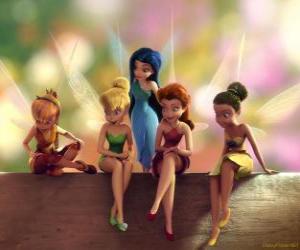 Puzzle de Tinker Bell con sus amigas Iridessa, Fawn, Silvermist y Rosetta