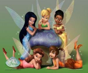 Puzzle de Tinker Bell con sus amigas Iridessa, Fawn, Silvermist y Rosetta