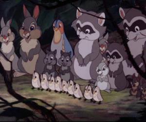 Puzzle de Todos los animalitos del bosque van a conocer a Bambi