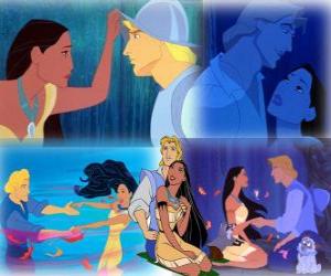 Puzzle de Varias imagenes de Pocahontas con John Smith