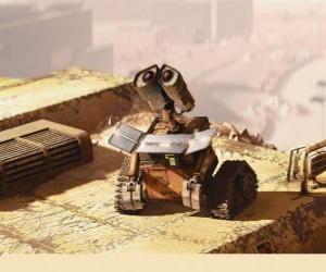 Puzzle de Wall-e recargando sus baterias mediante las placas solares