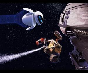 Puzzle de Wall-E y Eve en el espacio exterior