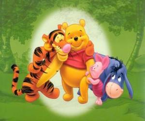Puzzle de Winnie The Pooh y sus amigos Ígor, Tigger i Piglet