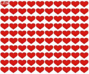 Puzzle de 100 corazones, cien corazones para celebrar el día de los enamorados, San Valentín