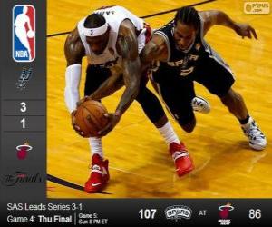Puzzle de 2014 NBA Finales, 4º Partido,  San Antonio Spurs 107 - Miami Heat 86