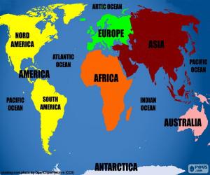 Puzzles De Mapa Continentes Y Oceanos Rompecabezas Para Imprimir