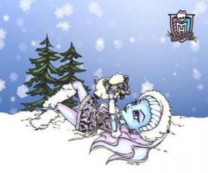 Puzzle de Abbey Bominable jugando con su mascota, el bebé mamut Shiver