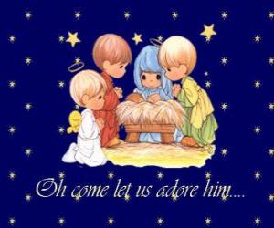 Puzzle de Adorando al Niño Jesús. Precious Moments