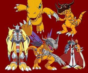Puzzle de Agumon es uno de los principales digimon. Agumon es un digimon muy valiente y divertido 