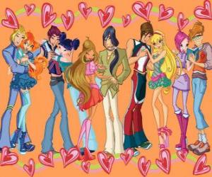 Puzzle de Algunas de las Winx Club con sus novios