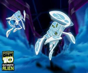Puzzle de Ampfibio o Electrofibio, alienígena parecido a una medusa extraterrrestres del planeta Amperia. Ben 10: Supremacía Alienígena