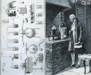Puzzle de Antoine Lavoisier (1743 - 1794), químico francés, considerado el creador de la química moderna