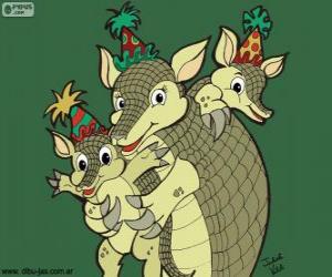Puzzle de Armadillos en una fiesta, un dibujo de Julieta