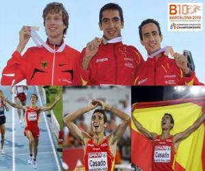 Puzzle de Arturo Casado campeón de 1500 m, Carsten Schlangen y Manuel Olmedo (2º y 3ero) de los Campeonatos de Europa de atletismo Barcelona 2010