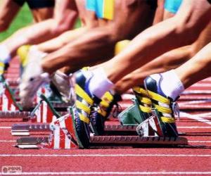 Puzzle de Atletas preparados para la salida