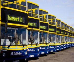 Puzzle de Autobuses, de Dublin en el aparcamiento