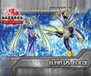 Puzzle de Bakugan Elfin contra Bakugan Elico