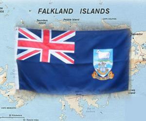 Puzzle de Bandera de las islas Malvinas, territorio británico de ultramar en el océano Atlántico Sur