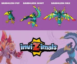 Puzzle de Bandolero en sus tres fases Bandolero Pup, Bandolero Scout y Bandolero Max, de Invizimals