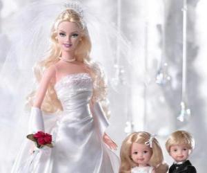 Puzzle de Barbie es la novia. Barbie con el vestido de novia, vestido de boda