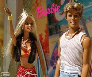Puzzle de Barbie y Ken en verano