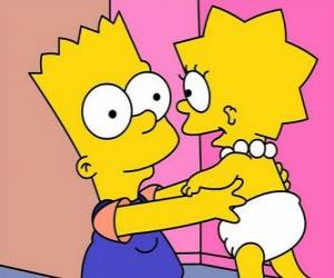 Puzzle de Bart, cuidando de su hermana Maggie