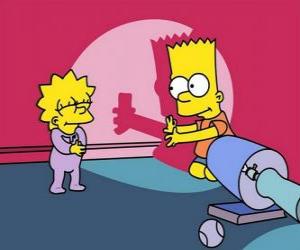 Puzzle de Bart distrayendo a su hermana Maggie