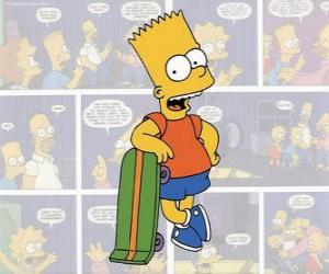 Puzzle de Bart Simpson con su monopatín o skateboard