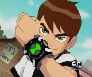 Puzzle de Ben 10 con el reloj extraterrestre Omnitrix en la muñeca