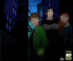 Puzzle de Ben, Gwen y Kevin, los protagonistas humanos de Ben 10 Fuerza Alienígena