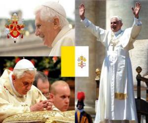 Puzzle de Benedicto XVI, Joseph Alois Ratzinger es el 265º Papa de la Iglesia Católica.