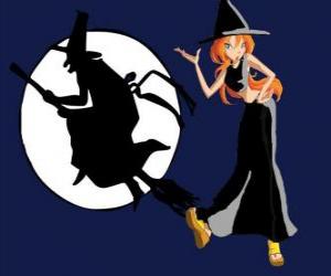 Puzzle de Bloom con un disfraz de bruja