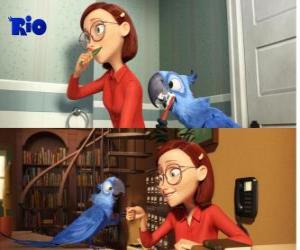 Puzzle de Blu, junto a su dueña Linda, en la película Rio