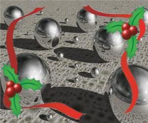 Puzzle de bolas navideñas plateadas