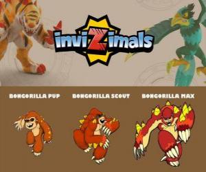 Puzzle de Bongorilla en sus tres fases Bongorilla Pup, Bongorilla Scout y Bongorilla Max, de Invizimals
